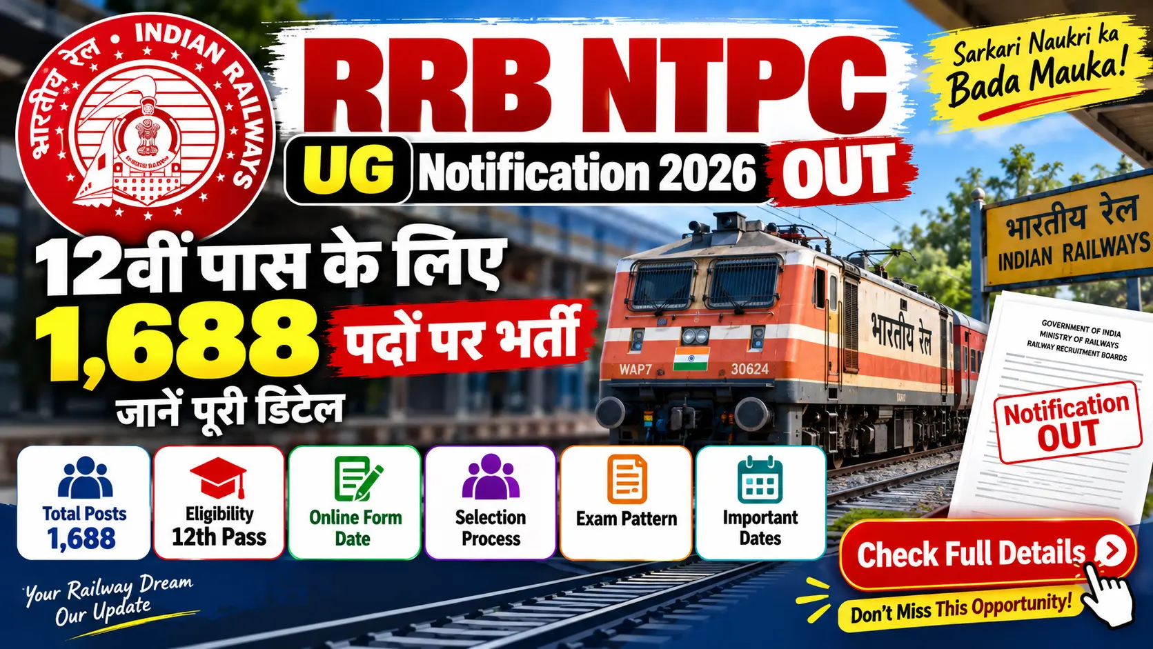 RRB NTPC UG Notification 2026-27