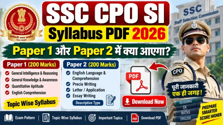 SSC CPO SI Syllabus PDF Download